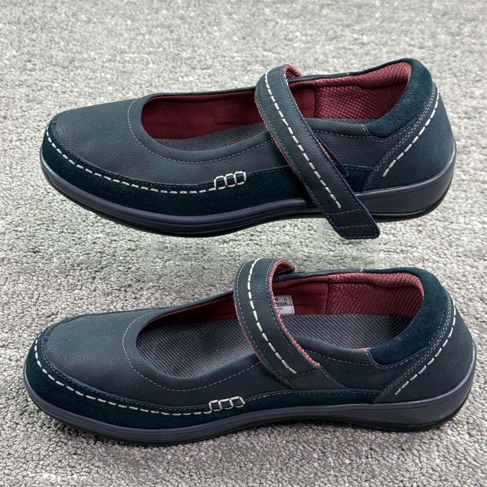 Orthofeet Celina Mary Jane Women 10.5 D Wide Navy Blue Leather Orthopedic 863 - Picture 2 of 7